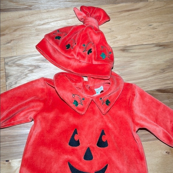 Vtg Talbots Pumpkin Halloween Footie Jumper - Picture 2 of 5